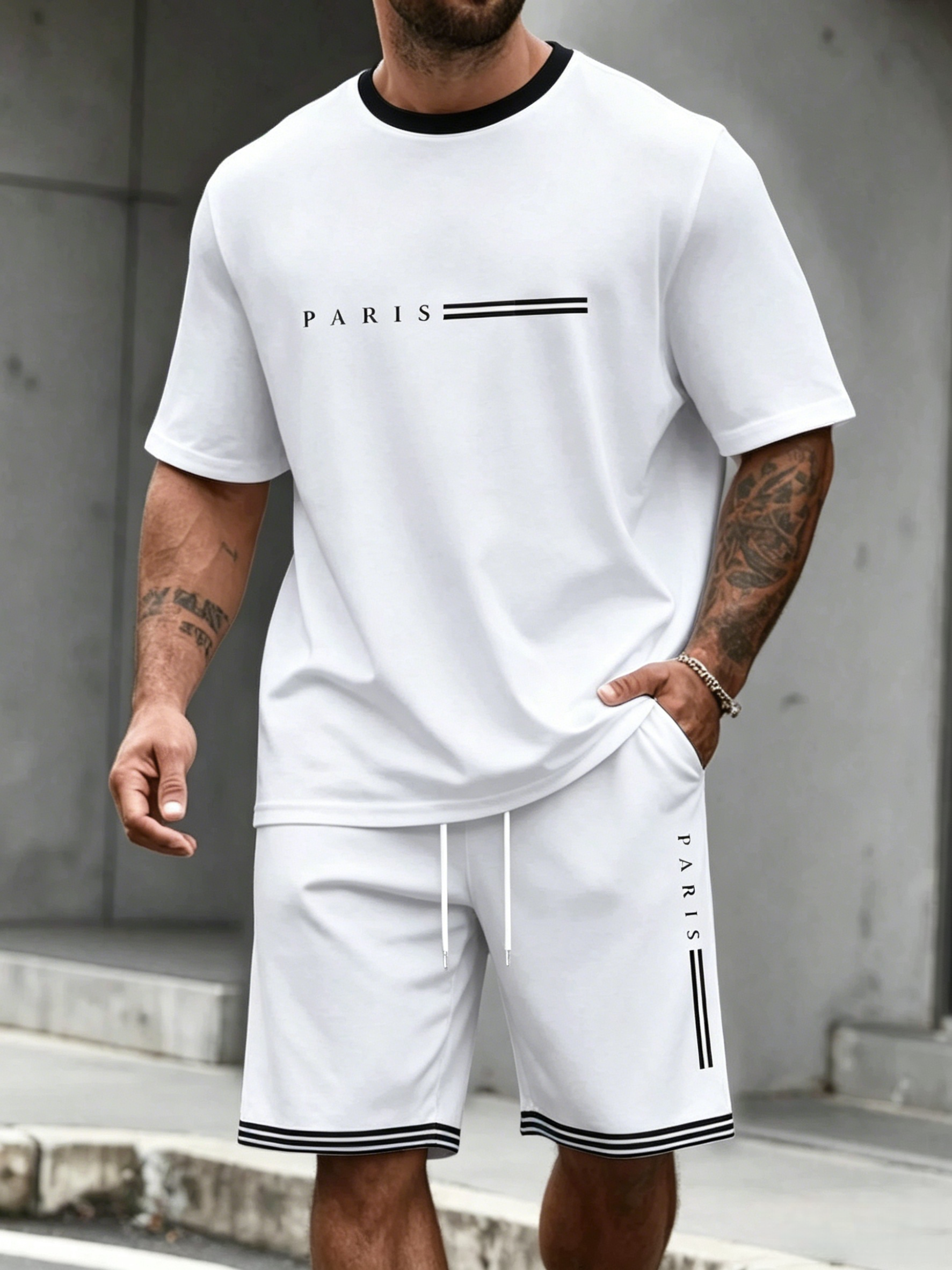 Running Gear Men - Men's Tracksuit 2 Piece ​O-neck Short