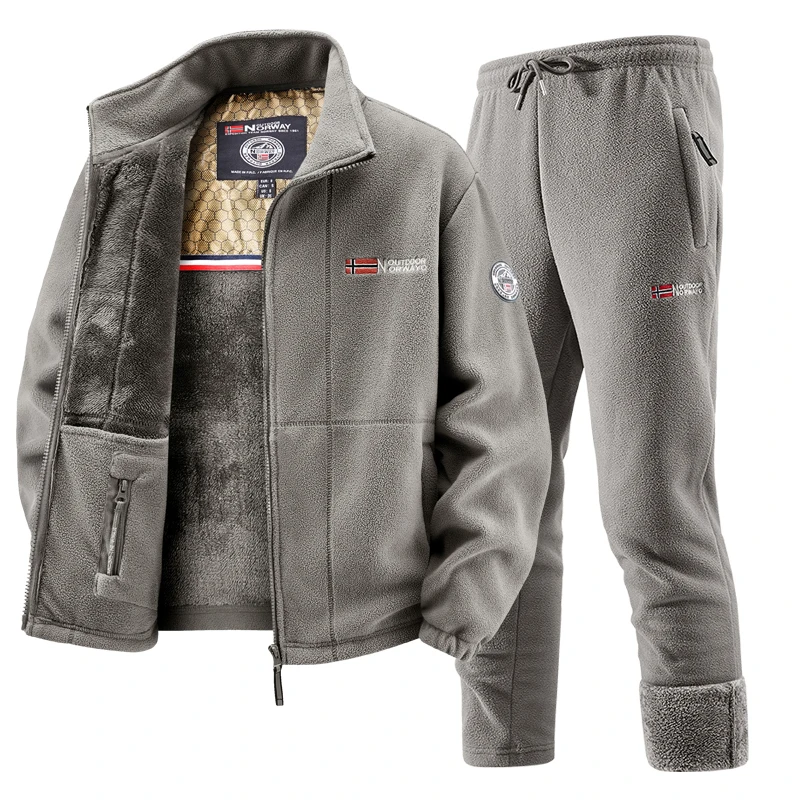 Running Gear Men - Mens Winter Fleece Tracksuit Set Thickened